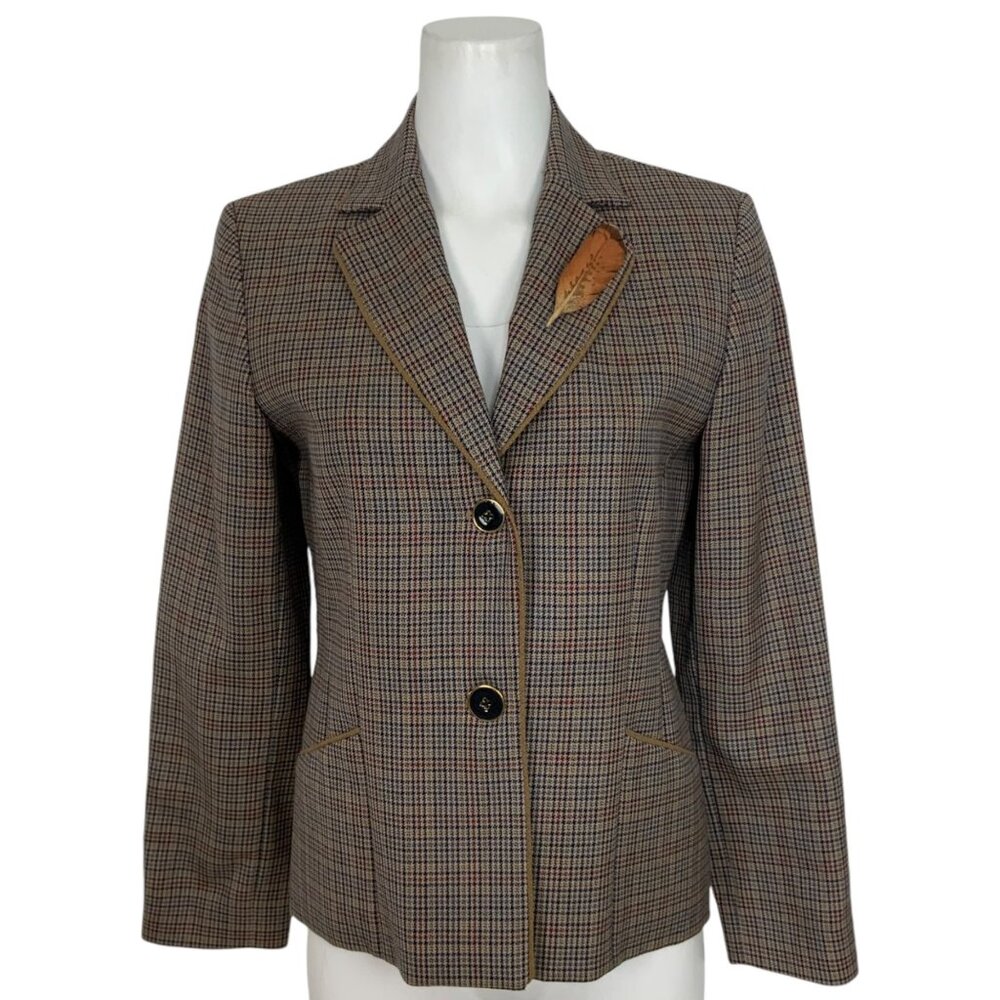 Pendleton Wool Plaid Blazer Jacket 6 Feather Pin … - image 1